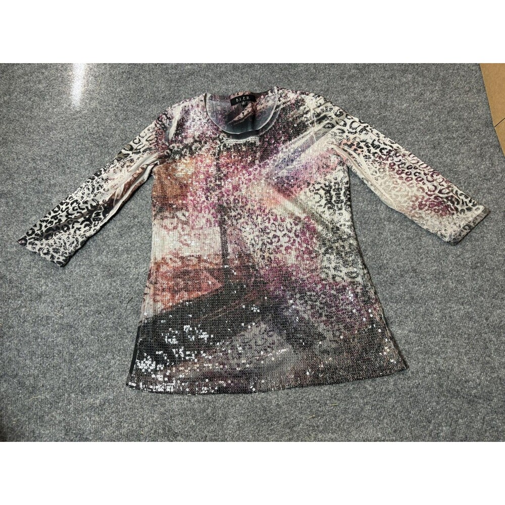 B.L.E.U. Shirt Womens S Multicolour 100% Polyester Sequin Tunic Party Cocktail